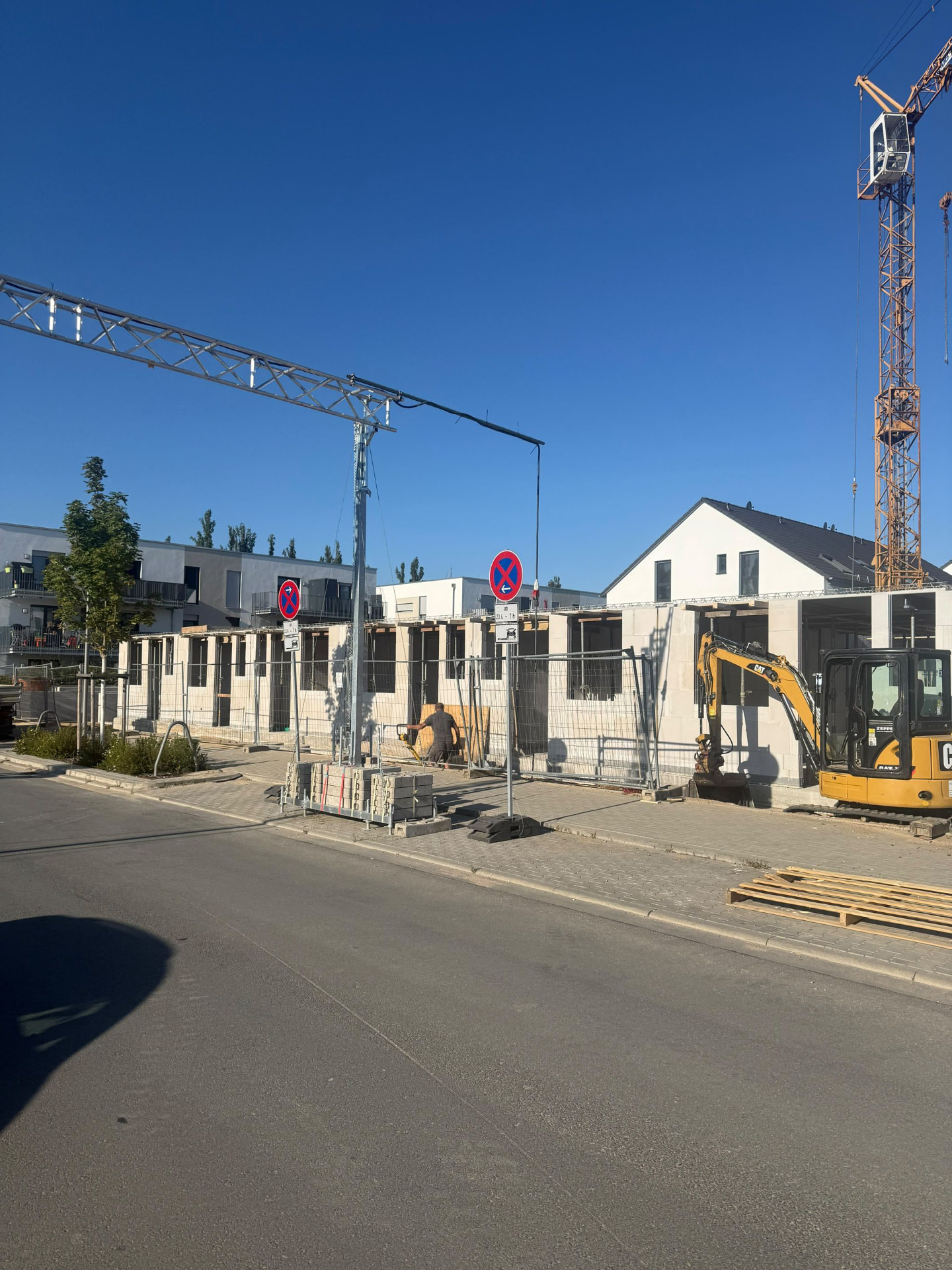 Baustelle eines Reihenhausprojekts von HausEtage